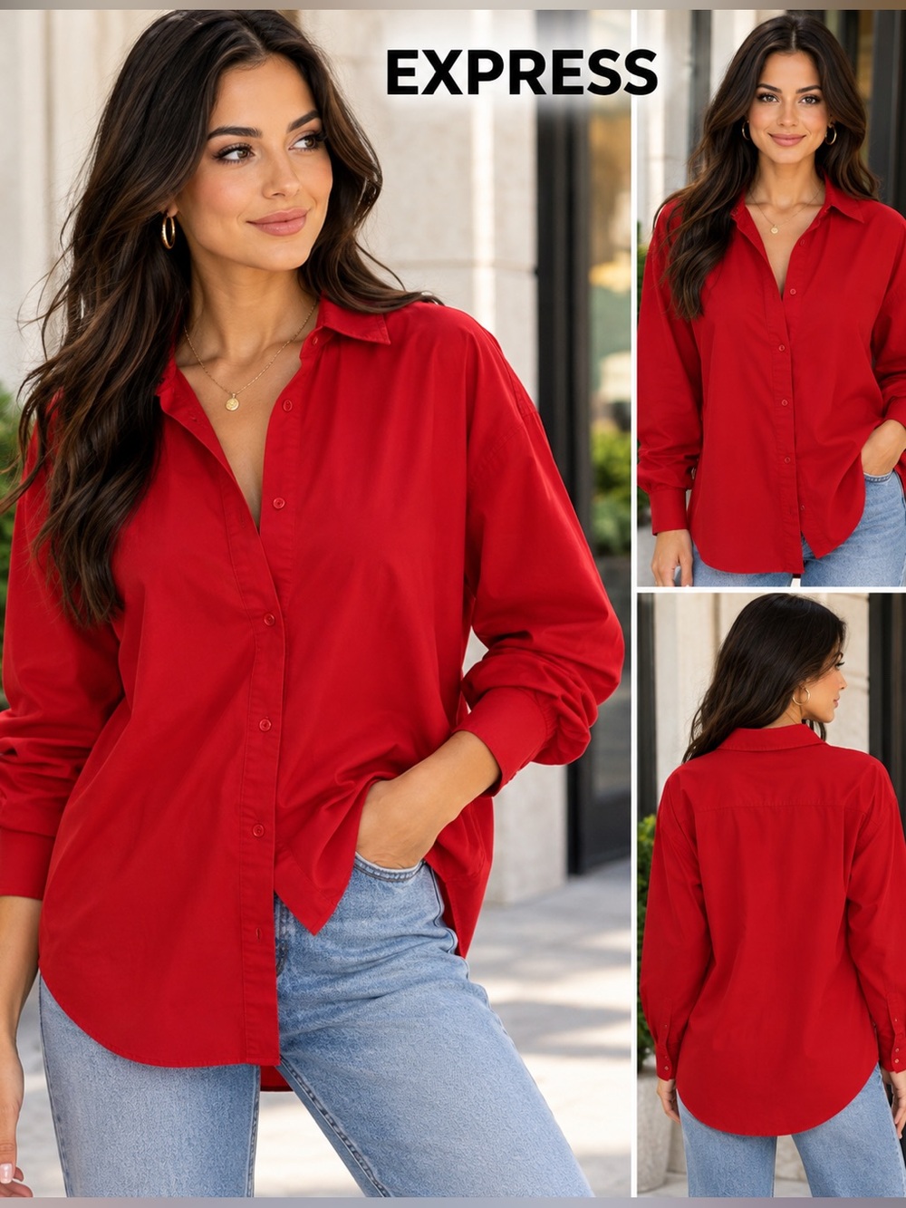 Express Boyfriend Button-Down Shirt for Women